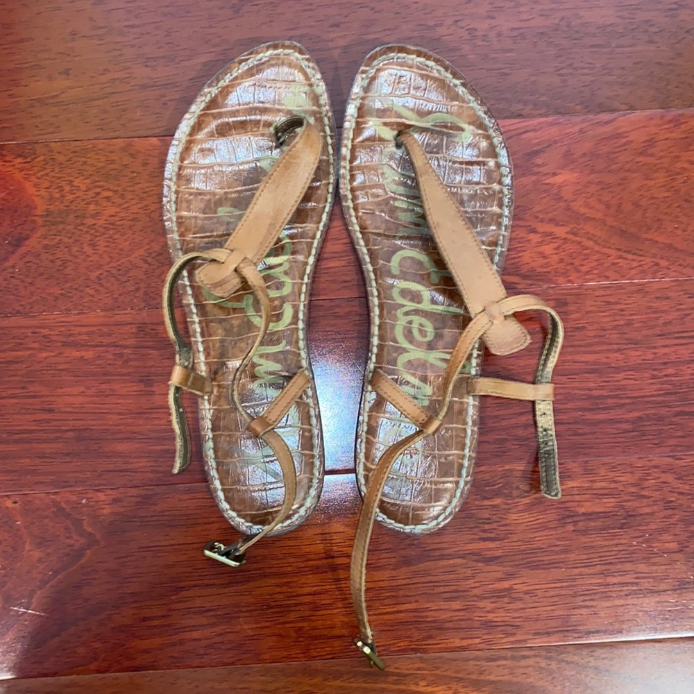 Sam Edelman GIGI THONG SANDAL Brown Saddle Leather Size 8